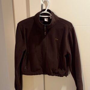 TNA Dark Brown Fleece Cropped Zip Up in size small